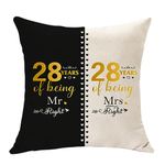 Mr. Right and Mrs. Always Right Gifts Anniversary Cushion Cover 28th Wedding Gifts for Couple Husband Wife 28 Years of Marriage Gifts for Her Him Dad Mum Wedding Anniversary Keepsake (28th)