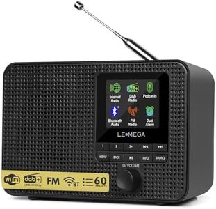 LEMEGA IR1 Portable WiFi Internet Radio,FM Digital Radio,Bluetooth Speaker,Dual Alarms Clock,Sleep Snooze Timer,40 Presets, Headphone-Output,Colour Display,Batteries or Mains Powered – Black Finish