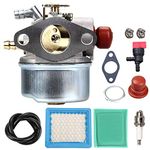 LIYYOO 640025A Carburetor + Air Filter Tune Up Kit for Tecumseh 640135A 640004 640014 640025 640017 640117 640104 OHH50 OHH55 OHH60 OHH65 5.5HP Engine Lawn Mower Pressure Washer Snow Thrower Carb