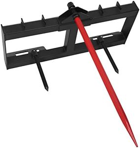 49" Tractor Hay Spear Attachment for Bobcat Tractors with 2 Piece Stabilizing Spear Tine