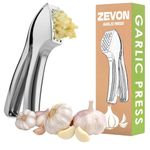 ZEVON Garlic Crusher Presser Garlic Press Multi-Function Manual Portable Garlic Crusher Ginger Mincer Garlic Presser Curved Garlic Grinding Slicer for Kitchen, Medium