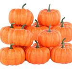 ShellKingdom Artificial Mini Pumpkin for Decoration, Fall Pumpkin for Home/Wedding Thanksgiving/Halloween/Party Decoration 12 PCS (Orange)