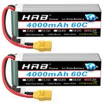 HRB 2pcs 6S Lipo Battery 22.2V 4000mAh 60C A+ Grade Lipo RC Battery with XT90 Plug RC Battery for Airplane Helicopter RC Boat Goblin 500,Goblin 630, TREX 500, TREX 600 and Gaui Helicopter