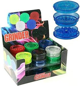 Plastic Herb Grinder Crusher 63 mm 3 Layers Assorted Colors (24pcs)