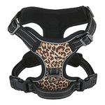 Petiry Dog Harness, Fancy Leopard Pet Harness,No Pull Dog Harness, Adjustable and Durable with Soft Padded Reflective Vest Harness for Medium Dogs.(Medium, Leopard)