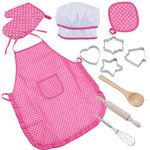 niCWhite Kids Chef Play Set, Kids Cooking Playset,Chef Dress Up Outfit Set with Kids Apron,Chef Hat and Other Accessories,11pcs Children Pretend Role-play Cooking Toy for Age 3+