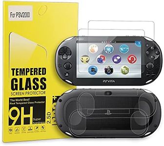 Xahpower PS Vita 2000 Screen Protector, 9H Tempered Glass Front Screen Protector and HD Clear PET Back Screen Protective Film for Sony PlayStation Vita 2000