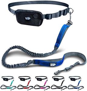 Black Rhino - Premium Hands Free Dog Leash for Running Walking Jogging & Hiking - Adjustable Length Dual Handle Bungee Leash Medium–Large Dogs Neoprene Padded Handles – Free Running Pouch Blue/Gr