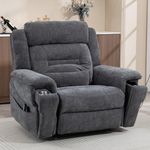 JIKFRIMA 28in Extra Wide Big Man 400lbs Power Lift Recliner Chair for Senior Elderly Adults Lay Flat Lift Recliner with Heat & Massage, Wireless Charging, USB Ports, Cup Holder, Lumbar Pillow