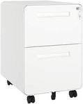 YITAHOME 2 Drawer Rolling File Cabinet, Metal Mobile Filing Cabinet with Lock Under Desk, Anti-Tilt File Cabinet for Legal/Letter Files in Commercial Office Home, White