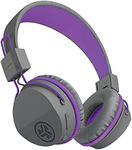 JLab JBuddies Studio Bluetooth On-Ear Kids Headphones, 13 Hour Battery Life, Studio Volume Safe, Volume Limiter, Folding, Adjustable, Noise Isolation, with Mic (Gray/Purple)