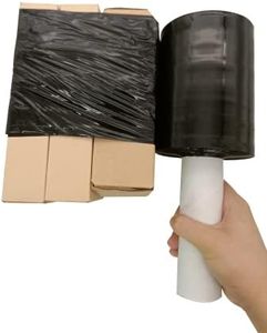 Stretch Wrap Film with Handle,5 Inch × 1000 Feet Shrink Wrap for Moving Supplies Black Plastic Film Self-Adhering