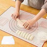 Super Large Silicone Kneading Mats, 31.5x23.6 inch Silicone Pastry Non Stick Baking Mat, with Measurement Food Grade Silicone Mat for Rolling Dough,Keep Your Counter Tops and Food Clean (60x80 cm)