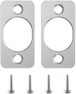Deadbolt Strike Plate Door Backplate 1-1/8" x 2-1/4" Round Corner (Satin Chrome) Works with Any Level Lock - 2 Pack