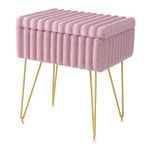 COTUBLR Vanity Stool for Bedroom, Ottoman with Storage, Vanity Chair for Makeup, Foot Stool for Living Room, Pink