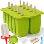 10 Cavity Large Silicone Popsicle Molds with Silicone Popsicle Holders/Popsicle Drip Catcher, MEETRUE Popsicles Molds Silicone BPA-Free Popsicle Maker Mold Ice Pop Mold, with 50Pcs Popsicle Sticks