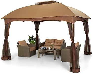MFSTUDIO 12'x10' Patio Gazebo Tent,Heavy Duty Outdoor Canopy Shelter with Mosquito Netting and Double Roof Tops for Garden Backyard Parties Deck Yard Lawns …