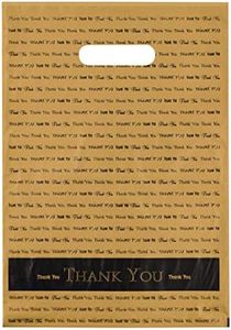 9x12 Gold"Thank You" Die Cut Handle Plastic Bags 50/cs - Bags Direct Brand