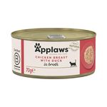 Applaws Natural Premium Wet Cat Food for Adult Cats, Chicken Breast with Duck Broth Pack of 24 x 70g Cans