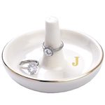 Wedding Ring Holder Dish Initial J, Birthday Gifts for Women Friends Sisters, Engagement Wedding Gifts for Bride, Bridesmaid Gifts, Monogrammed Gifts for Women Girls Trendy Stuff Room Decor Aesthetic