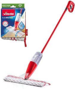 Vileda 1.2 Spray Max Système Lave-vaisselle avec distributeur pulvérisateur, avec 2 chiffons en microfibre réutilisables, sans seau, pour tous les sols, système de lavage durable, Vileda love it clean