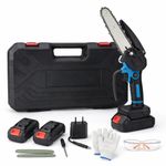 SEESII Mini Chain Saw, 500W Electric Chainsaw with 6-Inch Guide Bar, 2200m/s High-Speed Cutting, Cordless Portable Wood Cutting Saw with Battery & Charger