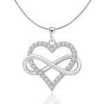 HIGHSPARK 925 Silver Infinity Heart Pendant Necklace | 92.5 Sterling Silver & Stunning Shine | Infinity Heart Everlasting Endless Love | Lovely Gift For Women & Girls - Silver