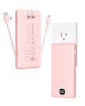 VEEKTOMX Portable Charger 10000mAh, Portable Phone Charger with AC Wall Plug, Travel Essentials Fast Charging USB C Small Battery Pack Compatible with iPhone Samsung LG (Pink)