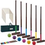 SpexDarxs Six Player Croquet Set, 28’’ Croquet Set with Premium Wooden Mallets|Colored Balls|Wickets|Stakes|Carrying Bag, Classic Family Game for Outdoor Backyard Lawn