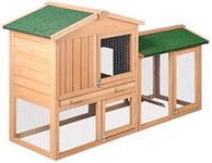 i.Pet Chicken Coop Large Rabbit Hutch, 138 x 49 x 85cm Coops Wooden Pet House Run Cage Walk in Guinea Pig Ferret Bunny Hen Chook, Outdoor Metal Door Roof Ladder Hatch Nestiong Box Farm