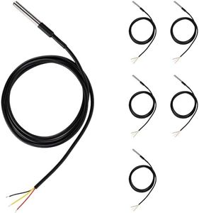 BlueStars Pack of 5 DS18B20 1-Wire Temperature Sensor Waterproof Digital Stainless Steel 1m/39.37 inch - Measure Range -55°C to 125°C Used for Arduino Raspberry Pi and Others
