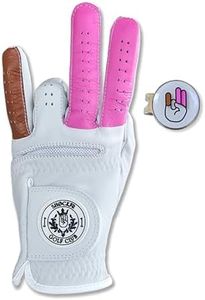 Scale Wear Design Funny Golf Glove Ball Marker - Plus Hat Clip Shocker Cabretta Leather Adult Men's Golf Gloves Gag Gift Mens 2 Pink 1 Brown Finger