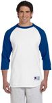 Champion Men's Raglan Baseball T-Shirt, White/Team Blue, Medium