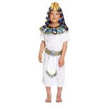 My Illusions Boys Black or White Ancient Egyptian Costume Kids World Book Day Historical Pharaoh Fancy Dress Halloween Outfit (White, 10-12 Years)