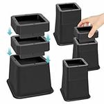 MixDora Bed Risers 3, 4 or 5 Inch Stackable Furniture Risers Adjustable Chair Raisers for Sofas Couches Table Set of 4 Pack Black