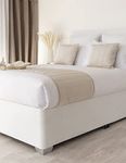 Belledorm 19" Extra Deep Base Wrap Valance Sheet - Transforms a drab looking bed base divan - Luxury Faux Suede (Off White, Double)