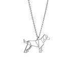 La Menagerie Dog Silver Origami Jewellery & Silver Geometric Necklace – 925 Sterling Plated Silver Necklace & Dog Necklaces for Women – Dog Necklace for Girls & Origami Necklace