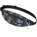 Waterproof Bumbags Running Belt Ligthweight Running Pouch Waist Packs Breathale Cycling Bum Bag Hiking Travel Dog wolking Waist Bag for Women Men Ladies Boys (CamoBlack)