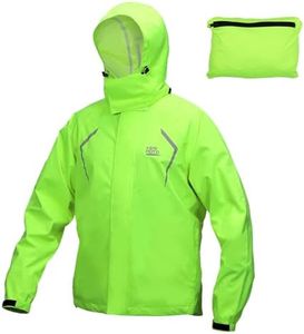 KEMIMOTO Men's Packable Lightweight Rain Jacket Cycling Running Waterproof Windproof Outdoor Rain Coat with Adjustable Hood