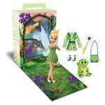 Disney Store Official Tinker Bell Story Doll, Peter Pan, 24.5cm/9”, With Tick-Tock the Crocodile, 2 Outfits, Accessories, Colouring & Activity Pack, Box that Folds to a Play Stage, for Ages 3+