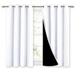 NICETOWN White 100% Blackout Curtains 45 inches Long, 2 Thick Layers Completely Blackout Window Treatment Thermal Insulated Lined Drapes for Small Window (1 Pair, 52 inches Width Each Panel)