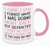 I Came I Saw I Forgot Mug - Birthday Christmas Funny Gift Present Novelty Gift for Mum Dad Friend Sister Brother Grandparents Gift for Him Her Secret Santa Funny Quotes Coffee Mug (Pink)