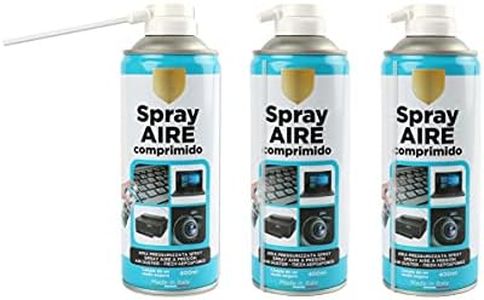 3 x Spray Aire Comprimido 400ml para la Limpieza Ideal para Teclados, Ordenadores Impresoras y otros Equipos Eléctricos Eliminación de Polvo