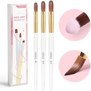 AIRSEE 3PCS Acrylic Nail Brush Set, Size 8/10/14 Beginner & Professional Nail Brushes for Acrylic Application, Acrylic Powder Nail Art Extension and 3D Nail Carving, 3A+ Nylon Nail Brushes