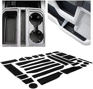 CupHolderHero fits Ford F150 Accessories 2015-2020 Premium Custom Interior Non-Slip Anti Dust Cup Holder Inserts, Center Console Liner Mats, Door Pocket Liners 30pc Set (Bucket SuperCrew)(Solid Black)