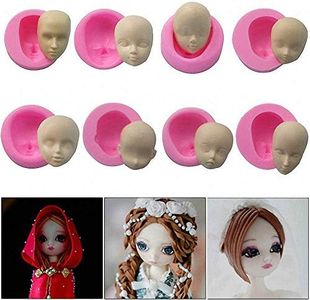 8Pcs/Set 3D Baby Face Soft Clay Mold Tools Doll Faces Silicone Mold Fondant Cake Decorating Tools Chocolate Candy Polymer Clay Soap Resin Moulds