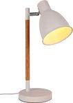 TEKLED® LED Desk Lamp | Nordic Elegance Rotatable Table Light with Dominant Wood Feature | Replaceable E27 Edison Screw Bulb Holder | for Bedside Reading Office Work Architects Students - White