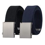 JASGOOD Canvas Web Belt Adjustable Cloth Fabric Military Belt with Metal Buckle,E-Black+Blue,Fit Pant Size Below 40"