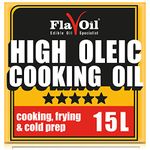 FlavOil High Oleic Cooking Oil 15 Litres - Healthy High-Performance Plant-Based Oil for Roasting, Frying, Baking, Dressing - Rich in Omega-9 & Vitamins - Sustainable High Oleic Sunflower Seeds