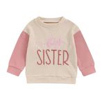 Baby Girl Big Sis Little Sister Sweatshirt Toddler Boy Brother Long Sleeve T Shirts Tops Lil BRO Tees Sibling Matching Outfit (Q-big SISTER-Pink, 18-24 Months)